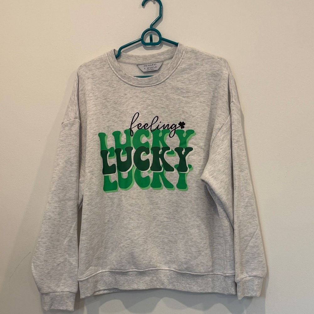 Primark Gray and Green Crew Neck Sweater
